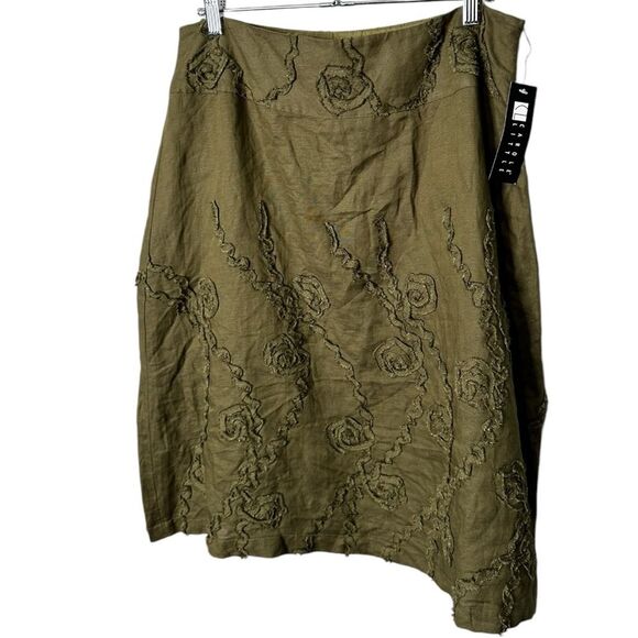 NWT Carole Little olive army green linen blend vintage skirt size 8 - Picture 1 of 6